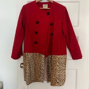 Red and Leopard Print Coat